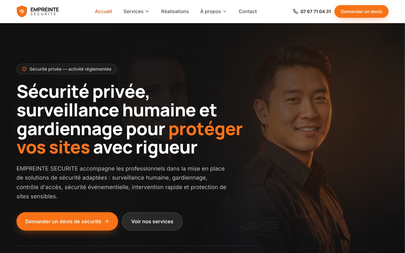 Site Empreinte Sécurité réalisé par DAELIO