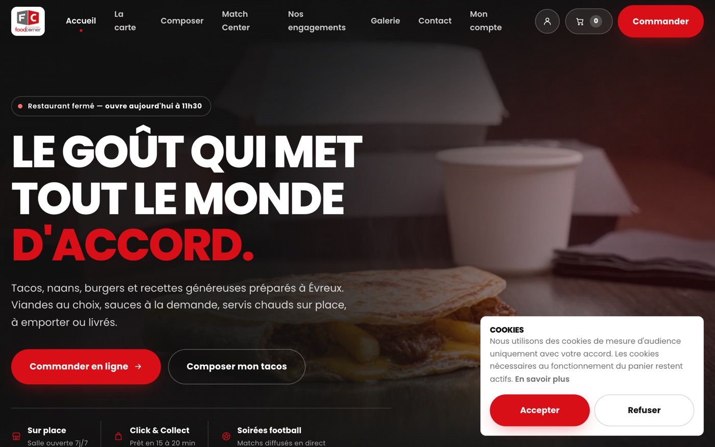 Site Food Corner réalisé par DAELIO
